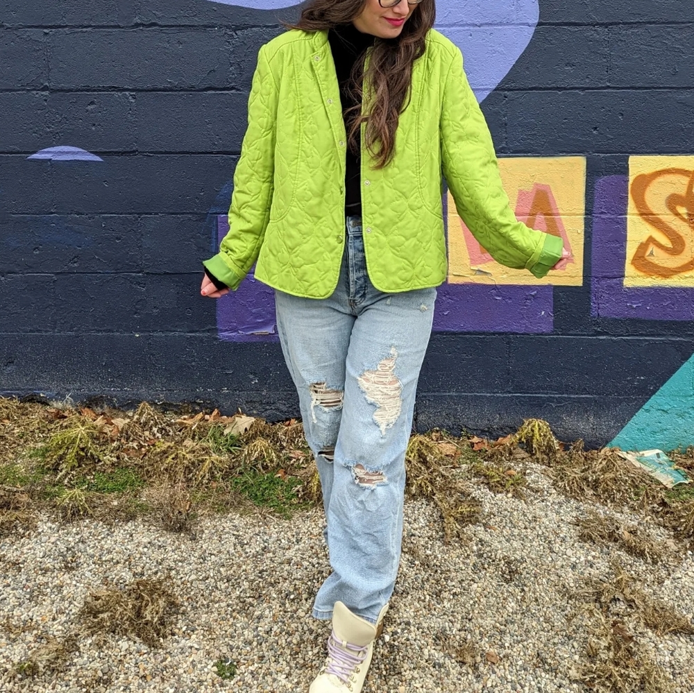 Quilted Lime Green Jacket - Picture 1 of 5